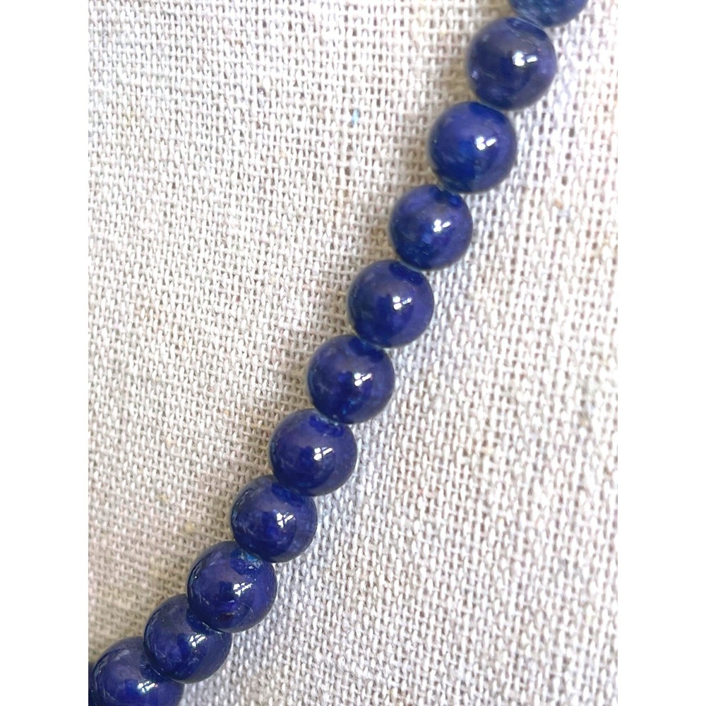 Vintage Lapis Lazuli Graduated Bead Necklace 14K White Gold Clasp 16" 39g - Picture 5 of 10